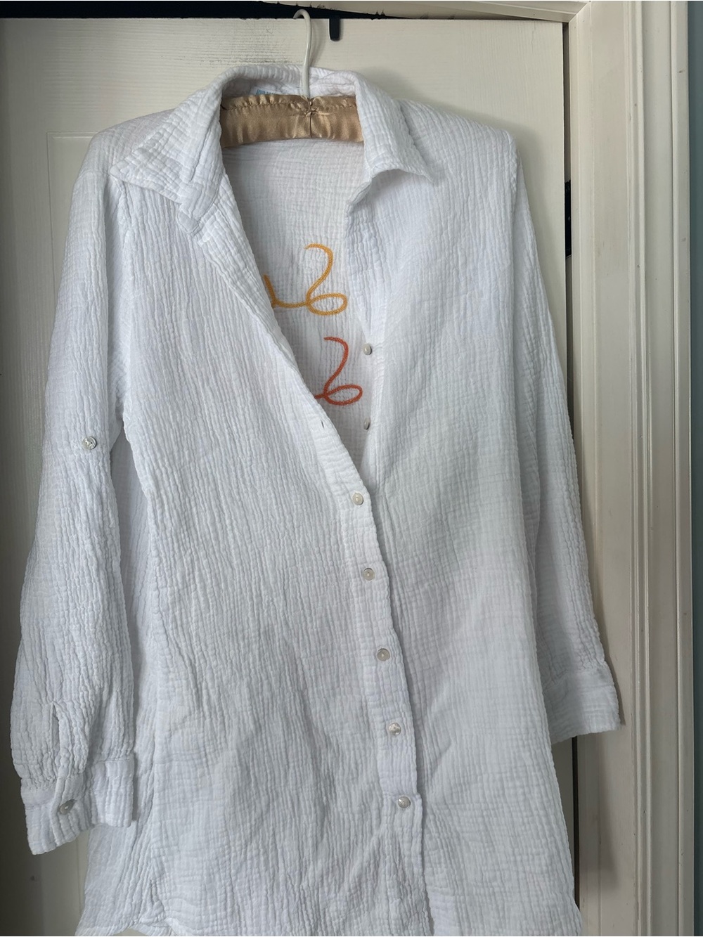 White Gauze Button-Up Tunic